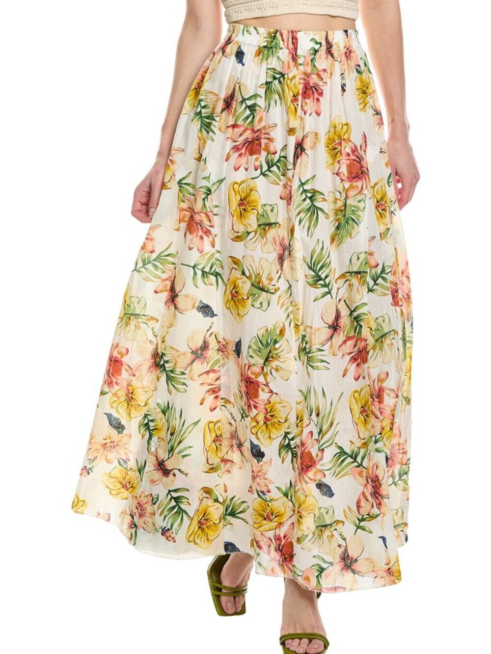 NU VINTAGE Ellena Midi Skirt in 100% Cotton Floral Print One Size Brand New NWT